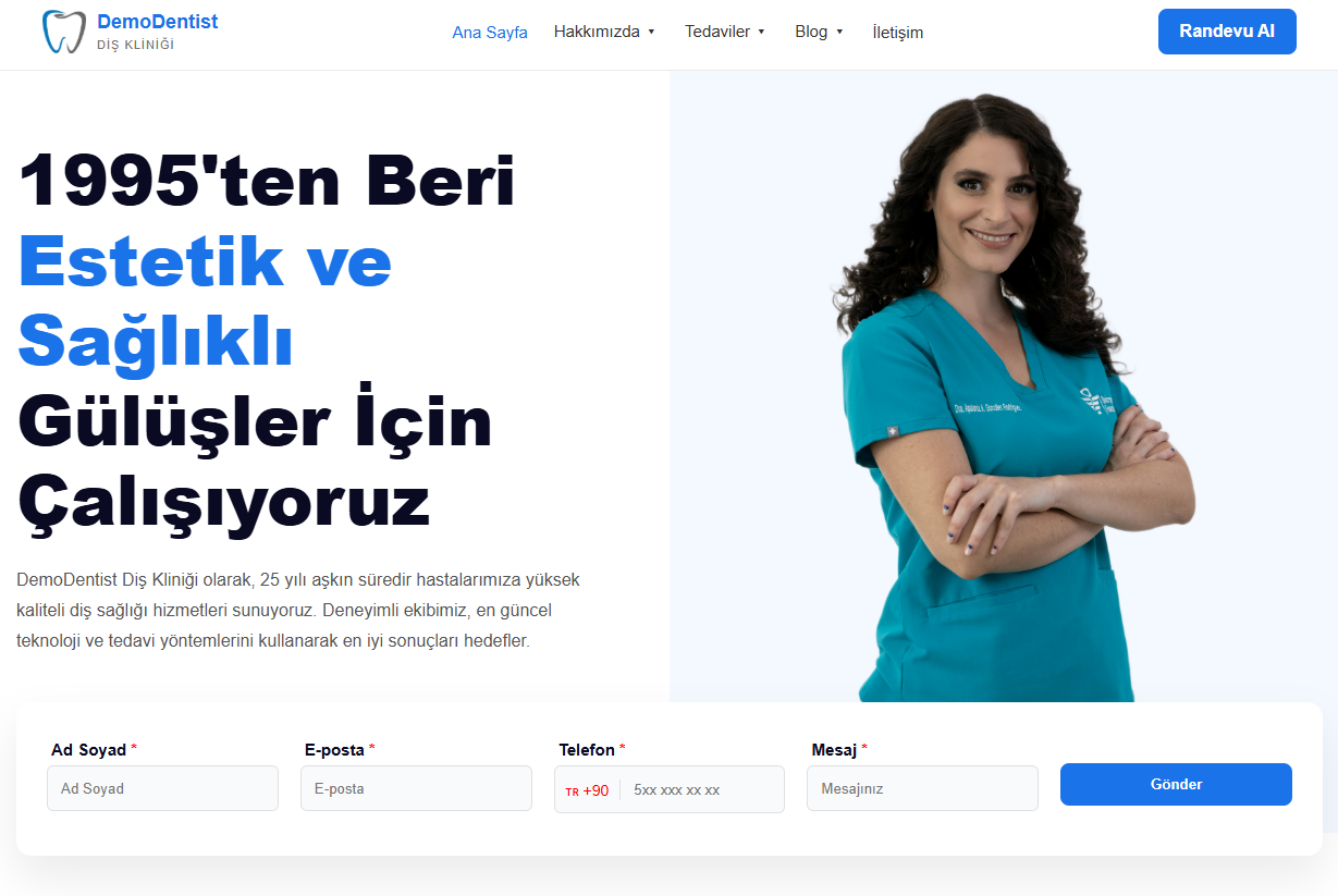 Diş Kliniği Web Sitesi Mockup